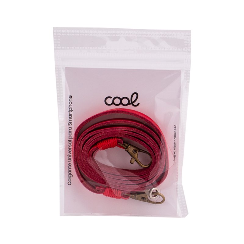 Cordón Colgante Polipiel COOL Universal con Tarjeta para Smartphone Rojo