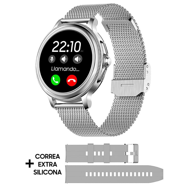 Smartwatch Metal + Silicona COOL Dover Gris (Llamadas, Salud, Deporte, Correa Extra)